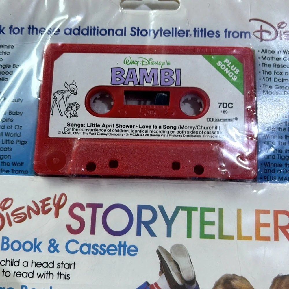 Walt Disney Bambi Storyteller Cassette and Book Read Along 1977 Vintage